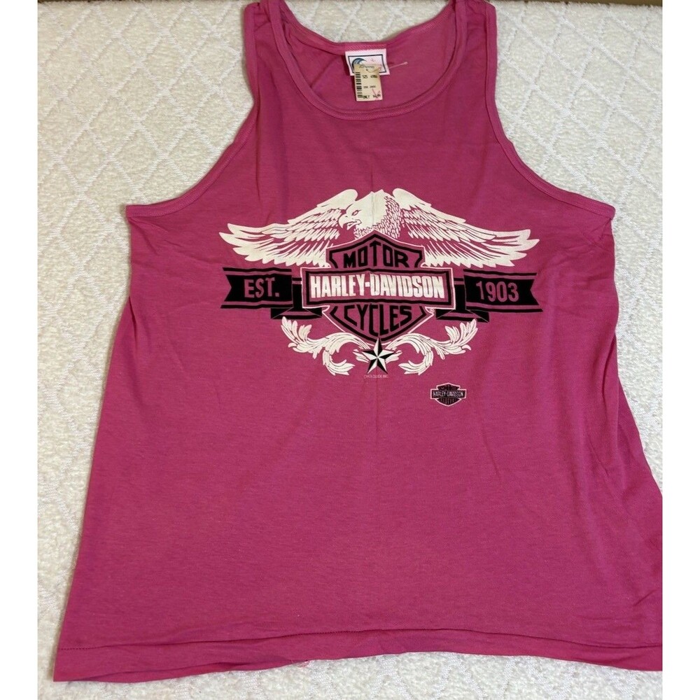NWT Vintage 80s Islander Harley Davidson Pink Tank Top USA Men’s Size Large